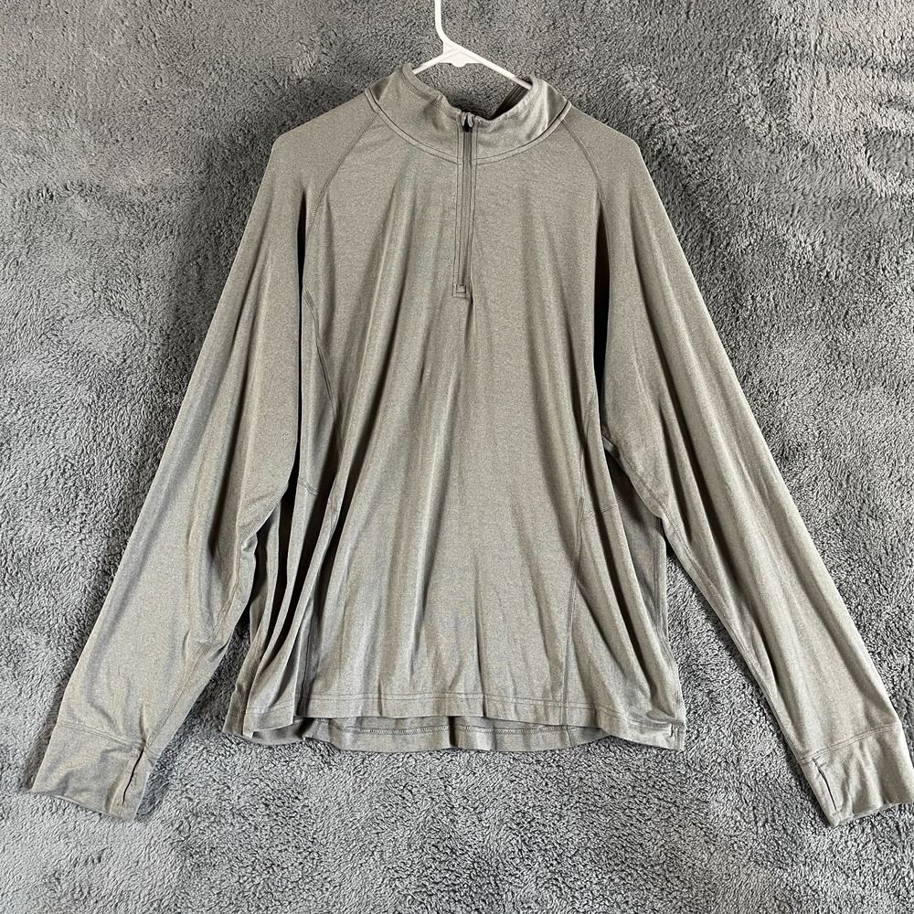 REI Co-op Base Layer Shirt Mens XL Gray Thumbholes Sleeve Quarter Zip Pullover